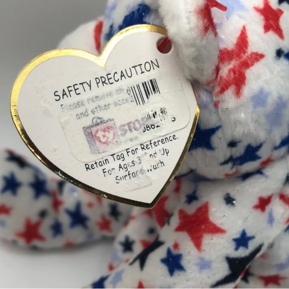 Vintage 2003 Ty Beanie Baby Red White & Blue Stars Bear - Picture 3 of 7